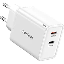 Мережевий зарядний пристрій Choetech PD Dual USB-C Charger 65W White (PD6013-EU-WH) [100842] - мініатюра 2