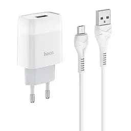 МЗП Hoco C72A Glorious 2.1A (1USB-A) + кабель USB to MicroUSB Білий
