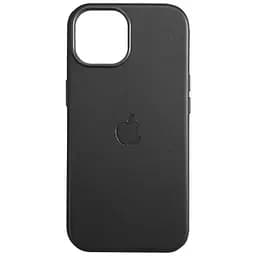 Шкіряний чохол Leather Case (AAA) with MagSafe and Animation для Apple iPhone 15 Pro Max (6.7) Black