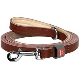 Поводок для кошек и мелких собак Waudog Classic, кожаный, размер XXS-XS, 122х1,2 см, коричневый