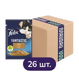 Влажный корм для кошек Felix Fantastic с индейкой 2.21 кг (26 шт. х 85 г)