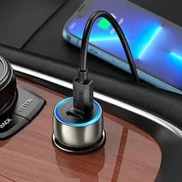 Адаптер автомобільний Type-C to Lightning Cable Tough dual port car charger Z48 коричневий - мініатюра 10