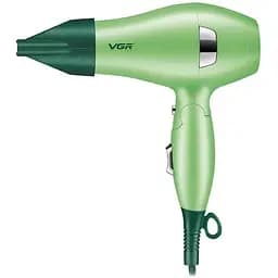 Фен для сушки волос VGR V-432 Сетевой дорожный фен складная ручка 2 режима работы и ионизация Зеленый 1000 Вт