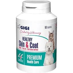 Вітамінно-мінеральна добавка Gigi Healthy Skin & Coat для профілактики хронічних дерматитів та покращення стану шкіри та шерсті 90 таблеток (GIG43056)