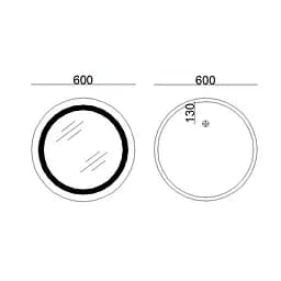 Дзеркало Lidz Aria R600 з LED-підсвічуванням Touch, з антизапотіванням, з диммером яскравості LD78LR600 - мініатюра 2