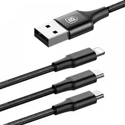 Кабель Baseus Сaring Touch Selection 3 in 1 Cable USB to Type-C/Lightning/MicroUSB 3.5A 1.2m CAMLT-GH01 Black - мініатюра 2
