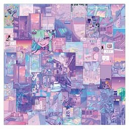 Стікерпак Світ неону та мрій Набір наліпок GeekLand The world of neon and dreams 50 штук