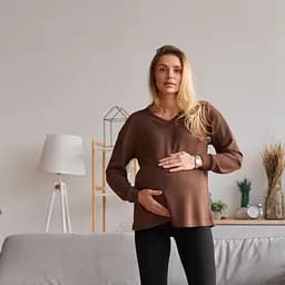 Жіночий трикотажний лонгслів для вагітних Wien розмір XXL-3XL (50-52) Lullababe Шоколадний