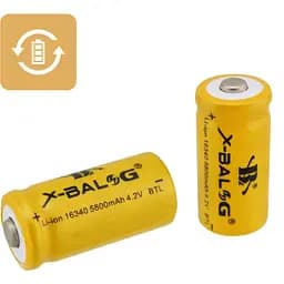 Аккумуляторные батарейки 16340 X-Balog 5800mAh 4,2V CR123 Li-Ion перезаряжаемые аккумуляторы для фонарика (ST)
