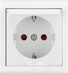 Розетка Ovivo Electric Nivo, одинарна з заземленням, з кришко, та шторками, накладна, біла