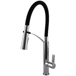 Змішувач кухонний TOPAZ MODERNO TMD-8817 чорний гофрогусак лійка-душ для миття посуду - мініатюра 2