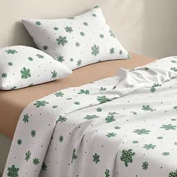 Наволочка Cosas Snowflakes evergreen фланелева 50х70 см біло-зелена (Flannel_SnowflakesEvergreen_50x70) - мініатюра 5