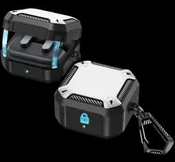 Чохол Primo Magnet Lock Rugged TPU для навушників Samsung Galaxy Buds 4 / Buds 4 Pro з карабіном - Black/White - мініатюра 2