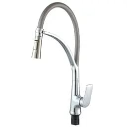 Змішувач для кухні з гнучким виливом Plamix Lucas-017 SET chrome/grey PM0715 Хром