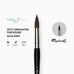 Пензель білка кругла Raphael Petit Gris Extra Pur, №18, професійний, коротка ручка - мініатюра 2