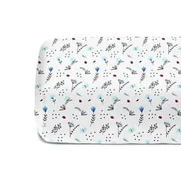Простирадло Cosas на резинці 100х200 blue wildflowers, білий (BushLightBlue_100x200x20) - мініатюра 4