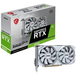 Відеокарта GeForce RTX 3050, MSI, VENTUS 2X XS OC (білий Edition), 8Gb GDDR6, 128-bit, DVI-D/HDMI/DP, 1807/14000 MHz, 6-pin (RTX