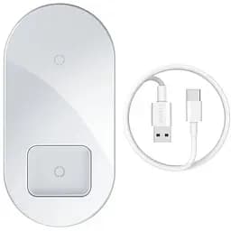 Заряджання бездротове BASEUS Simple 2in1 Wireless Charger Pro Edition For Phones+Pod 15 W (WXJK-C02) біле