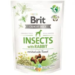 Ласощі для собак Brit Care Dog Crunchy Snack Insects with Rabbit для імунітету, комахи, кролик і фенхель 200 г