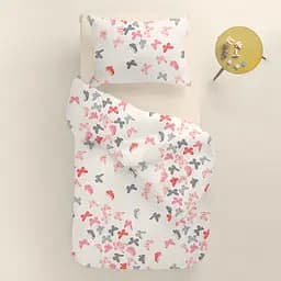 Дитяча постільна білизна в ліжечко BUTTERFLY SC9, бежевий (ButterfliesRoseRedGray_08Beige_140) - мініатюра 2