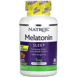 Мелатонин Natrol Fast Dissolve Extra Strength быстрорастворимый со вкусом клубники 5 мг 150 таблеток (NTL07144)
