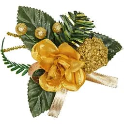 Веточка новогодняя Devilon декоративная с цветочками, листочками и ягодами 8х11 см (470563)