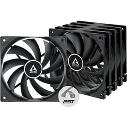 Вентилятор 120 мм, Arctic F12 PWM PST, Black, 5 шт, 120х120х25 мм, PWM, 230-1350 об/хв, 4-pin, гідравлічний підшипник (ACFAN00250A)