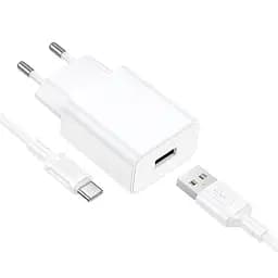 МЗП Borofone BA110A Lemi 7.5W (1USB-A) + кабель USB to Type-C White - мініатюра 3