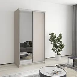 Шафа-купе дводверна MebelStar Стандарт AL ДСП/Дзеркало 110x60x210 см Кашемір (MBS-2433)