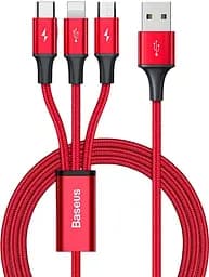 Кабель Baseus Rapid Series 3-in-1 Cable USB to MicroUSB+Lightning+Type-C 2A 1.2m CAJS000009 Red
