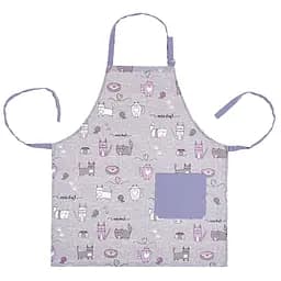 Фартух з регульованою зав'язкою Home Line Кіт на кухні, напівпанама, 80х70 см, сіро-бузковий (175303)