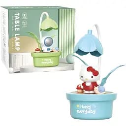 Детская настольная лампа Hello Kitty цветочный горшок голубая (351E)