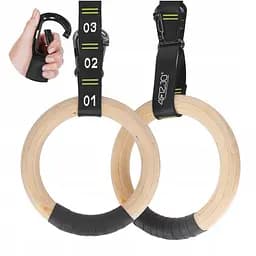 Гимнастические кольца 4FIZJO деревянные, регулируемые Black/Yellow (P-5905973402729)