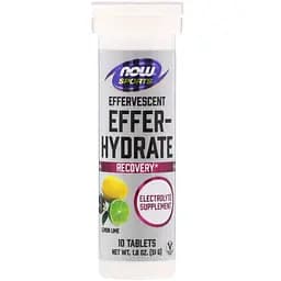 Электролиты Now Effer-Hydrate Sports с лимонно-лаймовым вкусом 10 таблеток