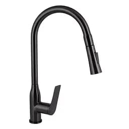 Смеситель для кухни Qtap Vlasta New с выдвижным изливом QTVLA344GMB45647 Gunmetal Black PVD Шлифованный черный хром