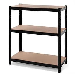 Стеллаж металлический 100x80x40 см ЧЕРНЫЙ 3 полки MДФ (5 мм) БОНА-ПРО