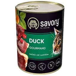 Уцінка. Вологий корм для дорослих вибагливих котів Savory Cat Can Adult з качкою 400 г