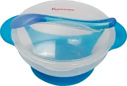 Тарілка на присосці Курносики, з термоложкой, синій (7055 син)