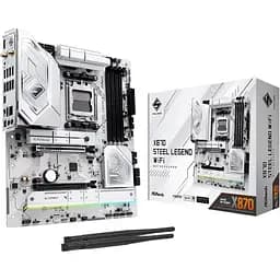 Материнська плата ASRock AM5 X870 Steel Legend WIFI, X870, 4xDDR5, Int. 5.4, 9xUSB3.2/8xUSB2.0, HDMI/2xType-C 4.0, ATX - мініатюра 2