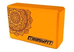 Блок для йоги EasyFit EVA с рисунком оранжевый (EF-1819-O)