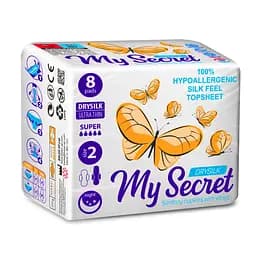 Гігієнічні прокладки з крильцями Ziaja My Secret Drysilk Super Ultra Thin 8 шт.