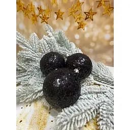 Набір ялинкових куль Паєтка 80 мм 6 шт Чорний