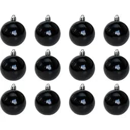 Набір ялинкових куль Linhai 12 шт D6 см чорний глянець пластик (892098)