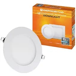 Світильник точковий врізний Євросвітло 6Вт коло LED-R-120-6 6400К (39171)