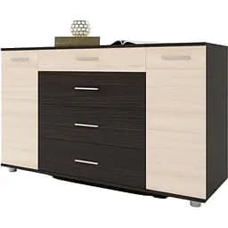 Комод для гостинной Эверест Бриз К-6 Телескопические 130х38х72.5 см венге + дуб молочный крафт золотой (EVR-2476)