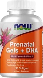 Витамины и минералы NOW Prenatal Gels with DHA, 90 капсул