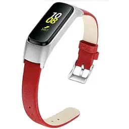 Кожаный ремешок Primo для фитнеса браслета Samsung Galaxy Fit E ( SM-R375 ) Red Silver