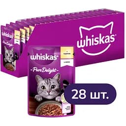 Вологий корм для котів Whiskas Pure Delight з куркою в желе 2.38 кг (28 шт. х 85 г)