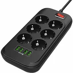 Мережевий фільтр CW-CHE64B, 6 розеток/4USB Black (CW-CHE64B) - мініатюра 9
