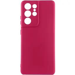 Чехол TPU GETMAN Liquid Silk Full Camera для Samsung Galaxy S22 Ultra Бордовый / Marsala